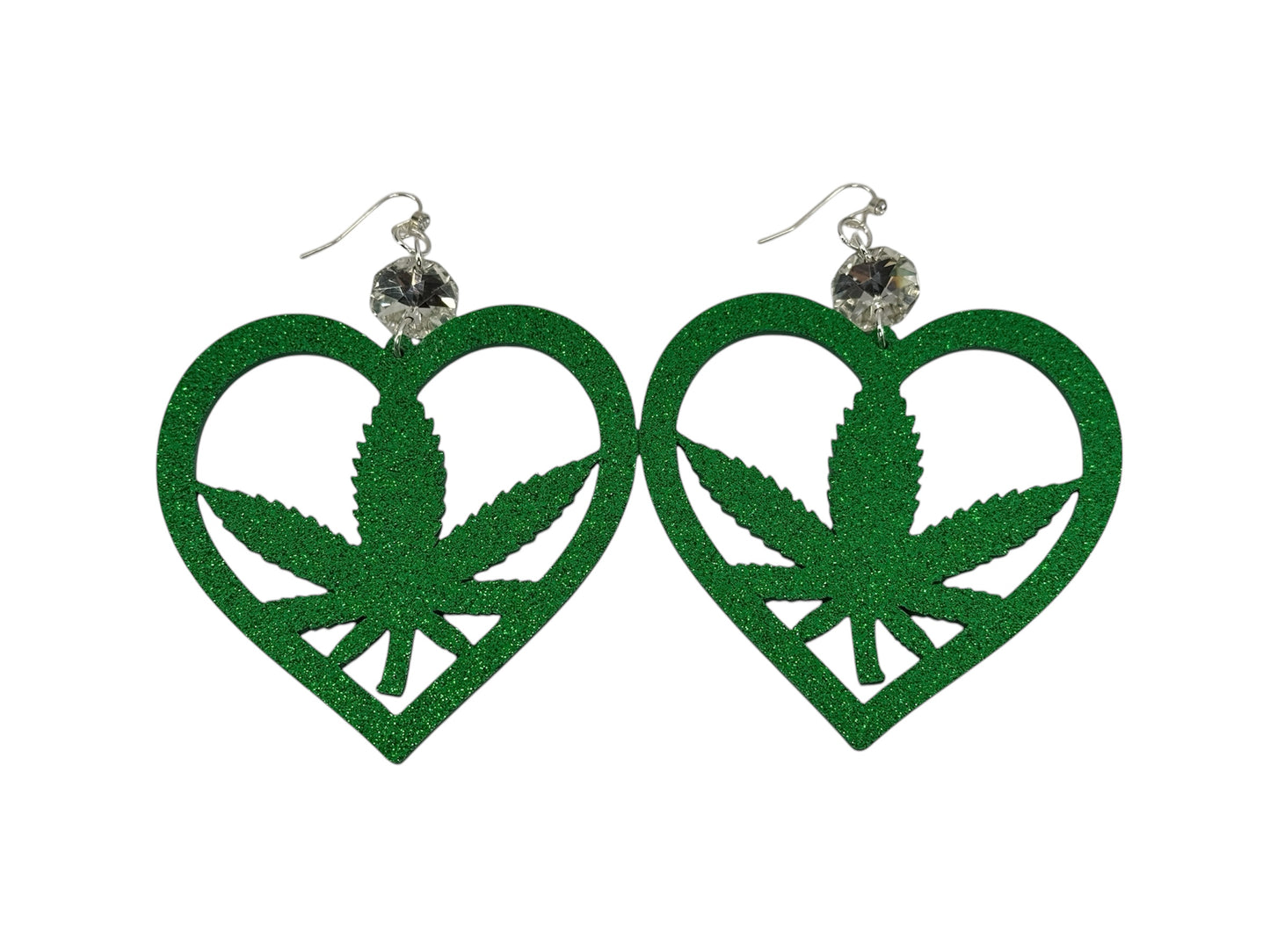 WE HEART WEED EARRINGS - GREEN