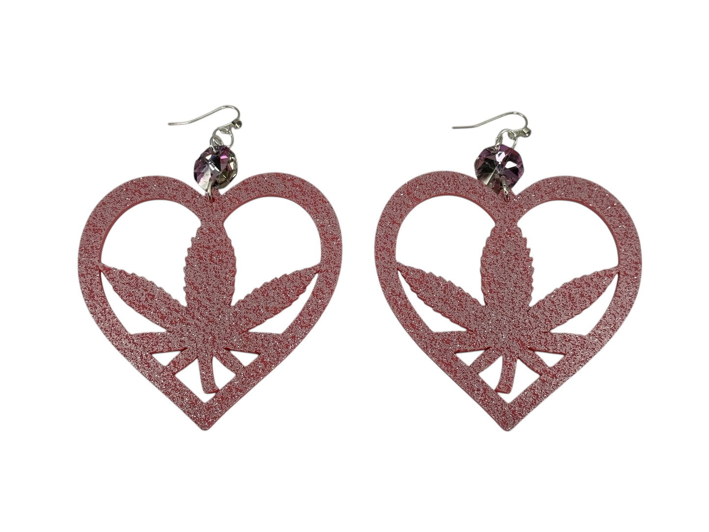 WE HEART WEED EARRINGS - PINK